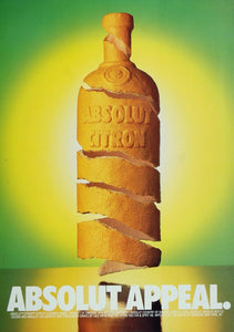 1990 Ad Absolut Appeal Citron Citrus Vodka Lemon Peel - ORIGINAL ABS1