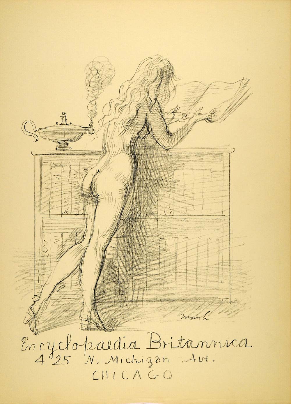 1954 Original Lithograph Reginald Marsh Art Encyclopedia Britannica Nude AEF4