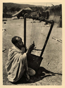 1930 Ethiopian Begena King David's Harp Musician Africa - ORIGINAL AF2