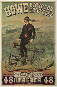 1973 Print Poster Ad Howe Bicycle Tricycle 1878 High Wheeler Wheelman Antique