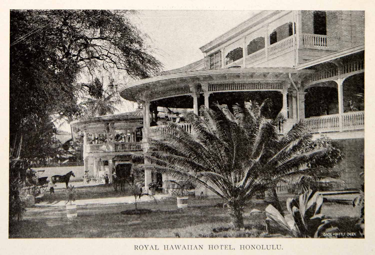 1908 Print Royal Hawaiian Hotel Honolulu Waikiki Beach Landmark Resort – Period Paper Historic ...