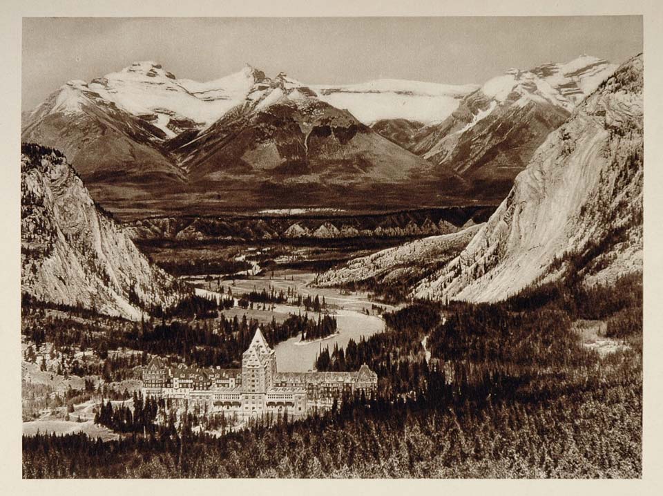 1926 Banff Springs Hotel Bow River Valley Alberta NICE! - ORIGINAL CAN ...