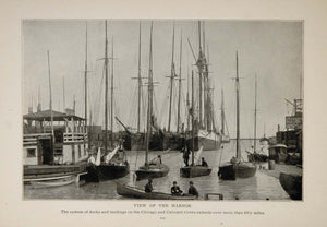 1902 Chicago Calumet River Harbor Dock Original Print ORIGINAL HISTORIC IMAGE