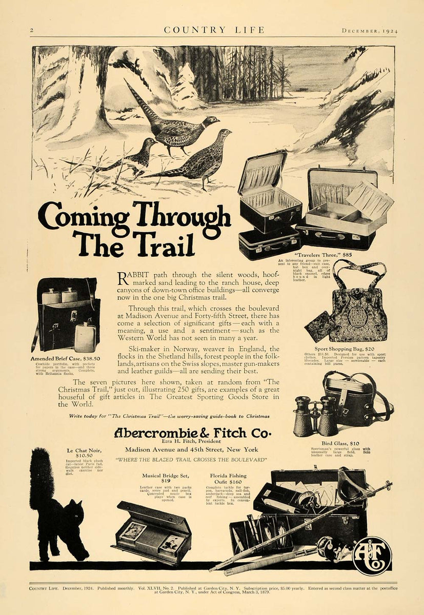 1924 Ad Abercrombie Fitch Chat Noir Fishing Pheasant