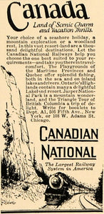 1926 Ad Canadian National Railways Canada Tourism - ORIGINAL ADVERTISING CL8