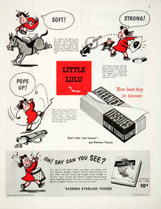 1950 Ad Kleenex Tissue Cellucotton Little Lulu Moppet Marge Buell Tubby COLL1