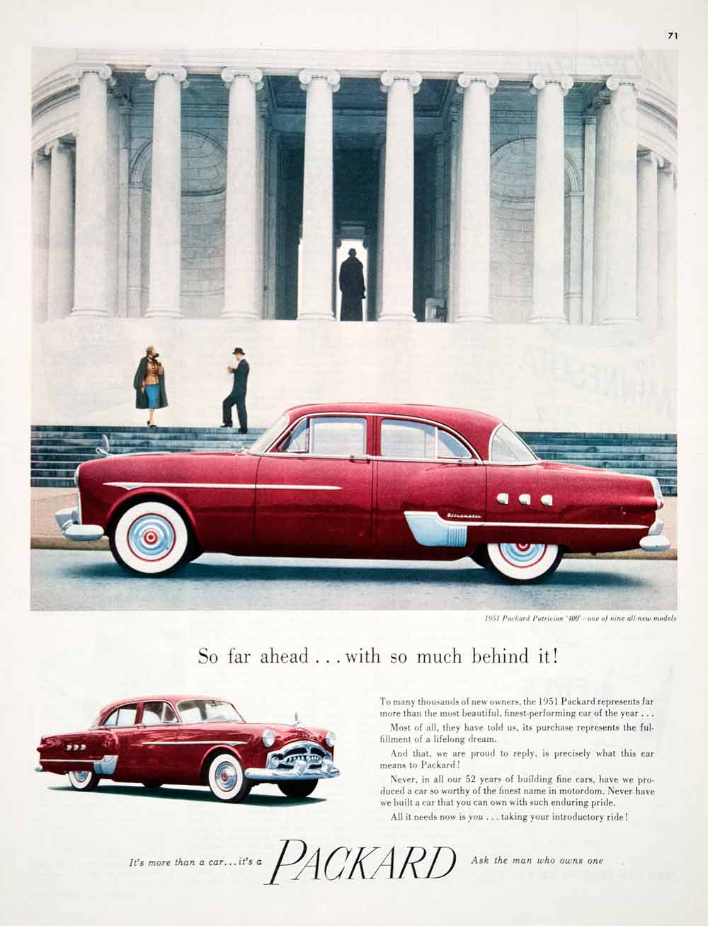 1951 Ad Packard Patrician 400 Motor Car Detroit Jefferson Memorial COLL1