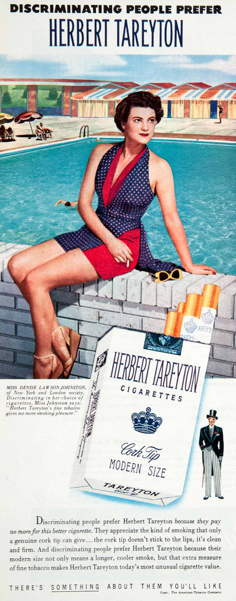 does lawson sell cigarettes 1950 Ad Herbert Tareyton Cigarettes Cork Denise Lawson-Johnston Societ –  Period Paper Historic Art LLC
