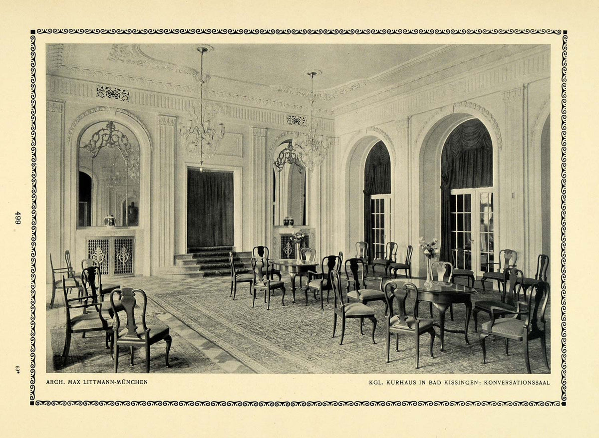 1913 Print Conversation Hall Interior Drapery Design Max Littmann DKU1 ...