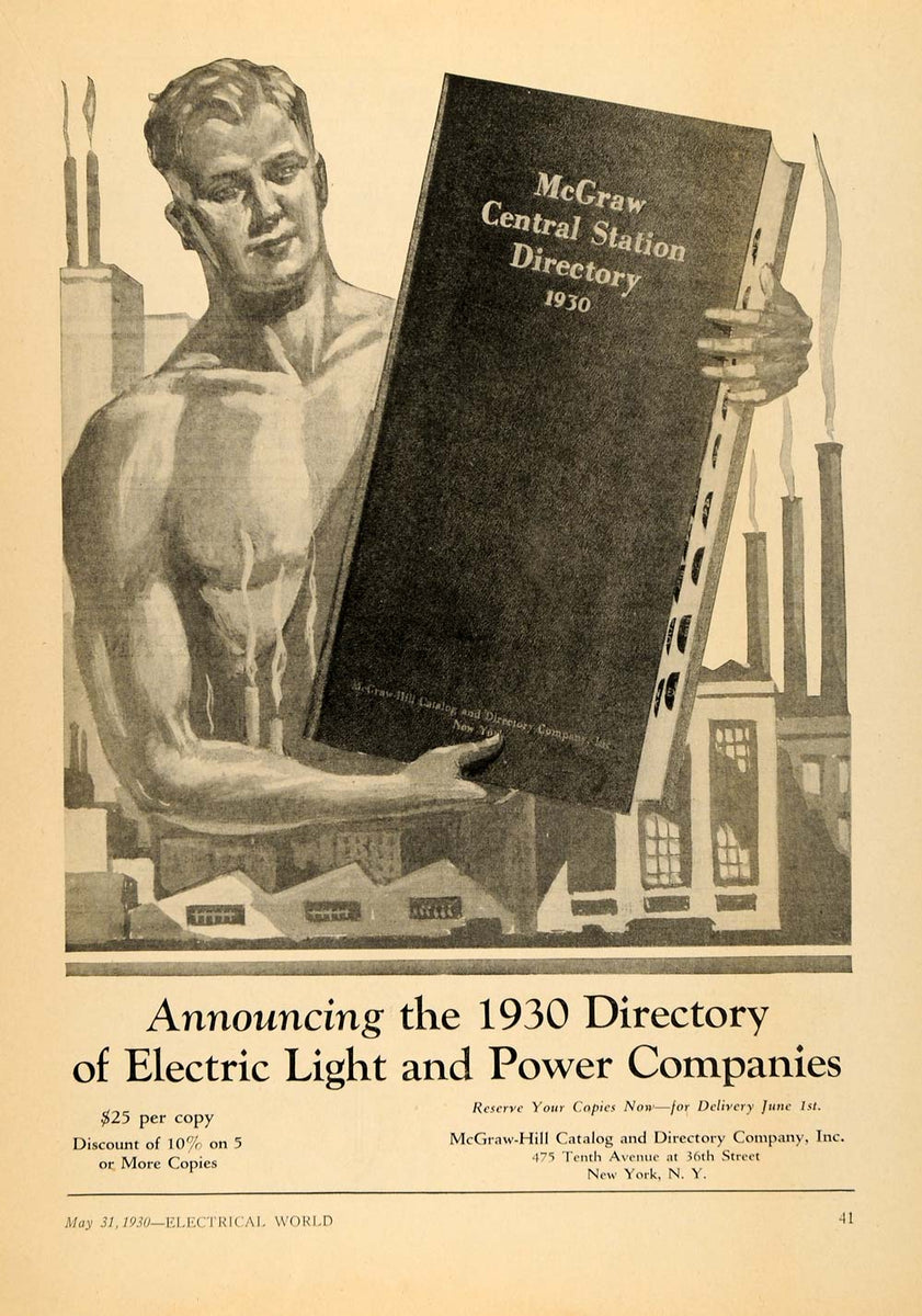 1930 Ad McGrawHill Catalog & Directory Co. New York ORIGINAL ADVERT