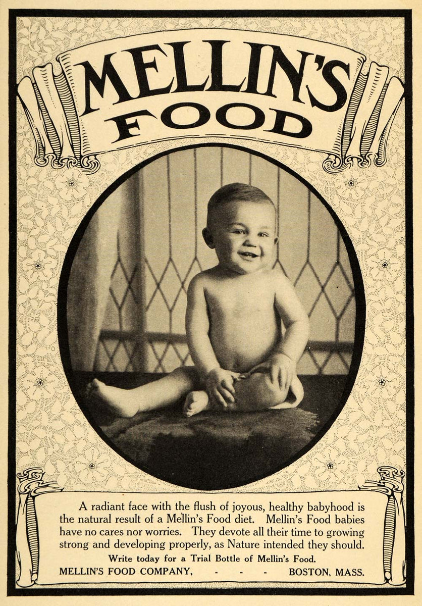 1913 Ad Mellins Food Company Baby Boy Infant Formula ORIGINAL ADVERT