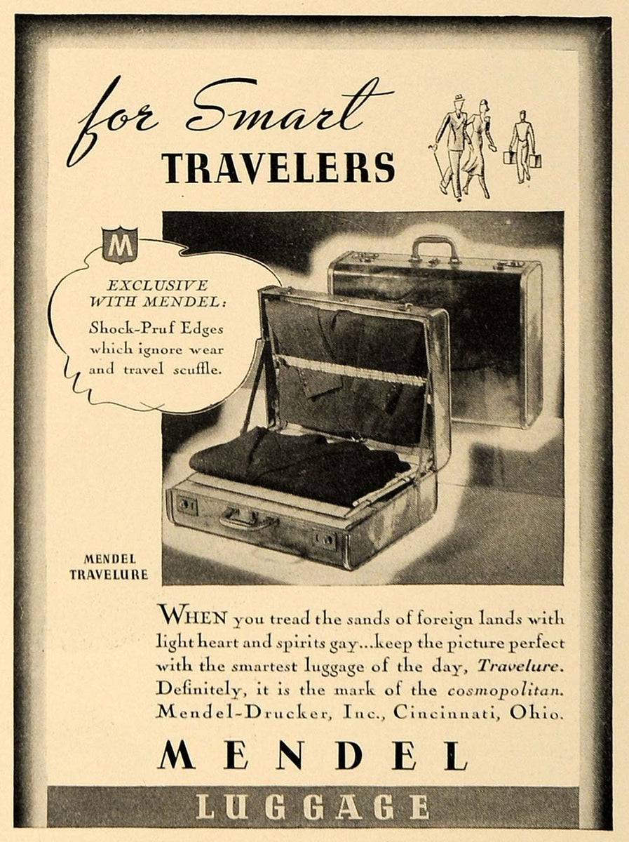 1938 Ad Mendel-Drucker Inc Luggage Traveler Suitcases - ORIGINAL