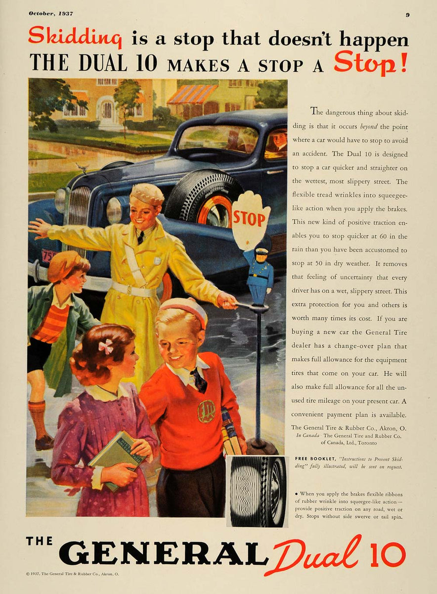 1937 Ad General Tire Rubber Dual 10 Skid-less Children - ORIGINAL ESQ1 ...