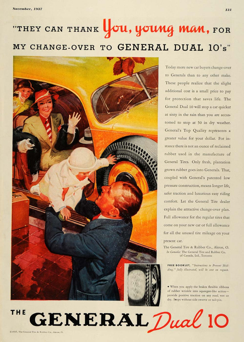 1937 Vintage Ad General Tire Rubber Company Dual 10 - ORIGINAL ADVERTI ...