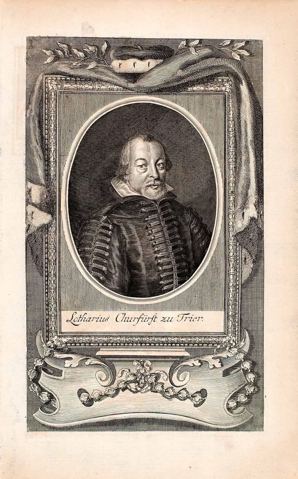 1721 Copper Engraving Portrait Lothar Von Metternich Archbishop Trier EUM2