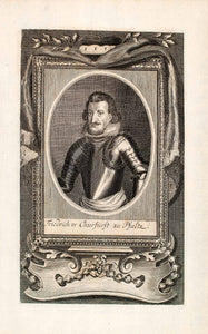 1721 Copper Engraving Portrait Frederick IV Elector Palatine Rhine Germany EUM2