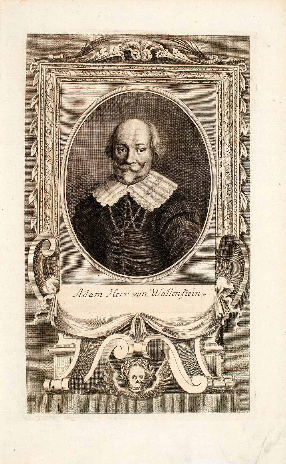 1722 Copper Engraving Adam Herr Von Wallenstein Portrait Holy Roman Empire EUM4