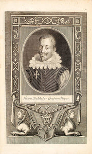 1722 Copper Engraving Portrait Hans Balthasar Elder Graf Von Hoyos Austrian EUM5