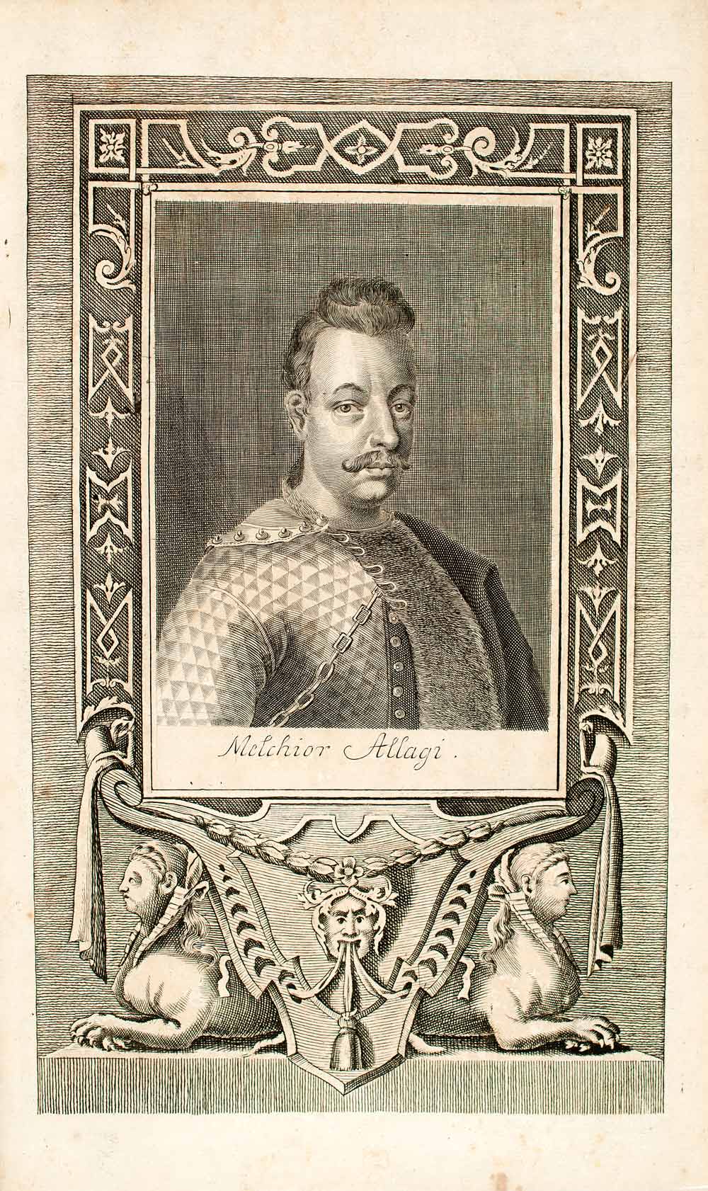 1722 Copper Engraving Portrait Melchior Allagi Austria Hungary Holy Roman EUM5