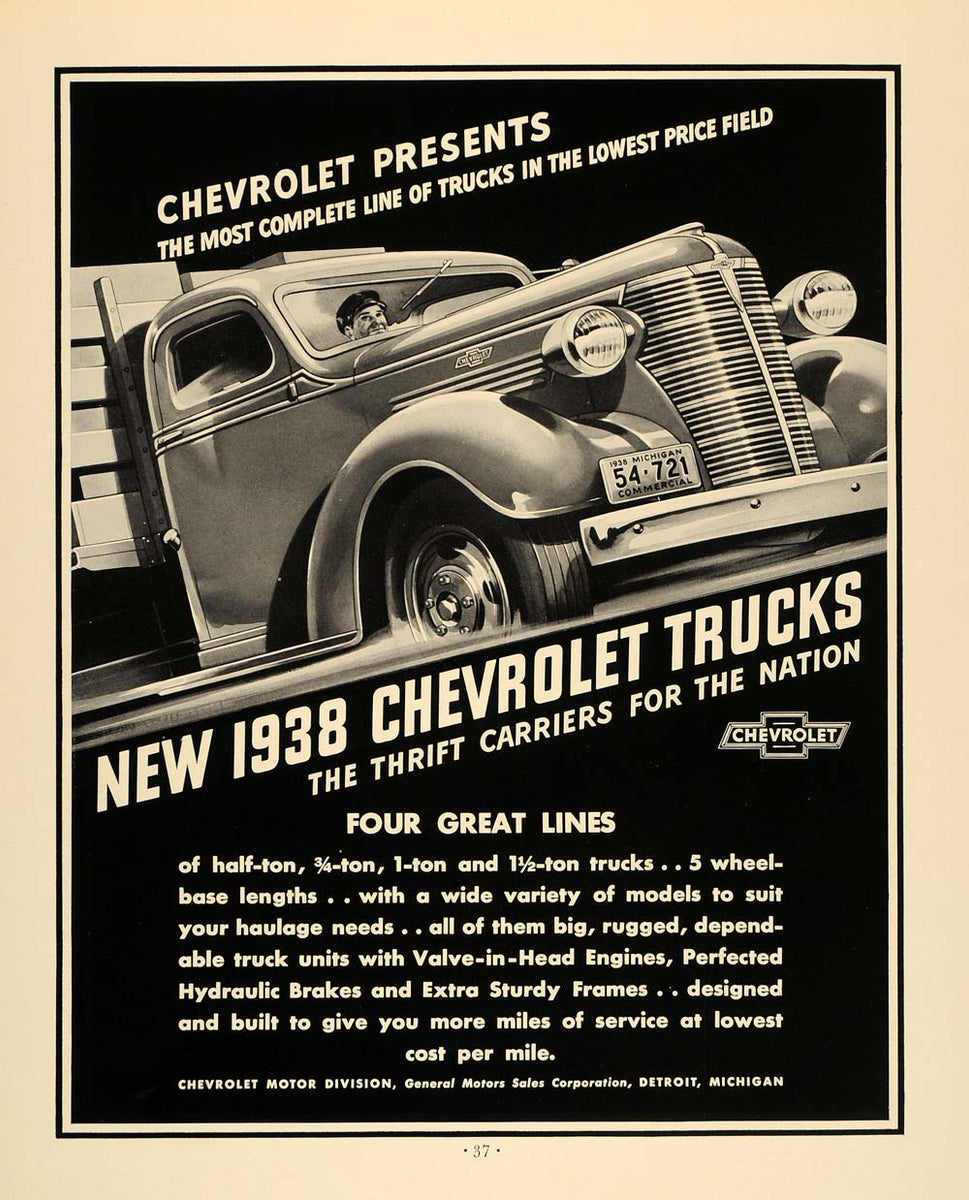 1938 Ad General Motors Chevrolet Thrift Carrier Truck - ORIGINAL