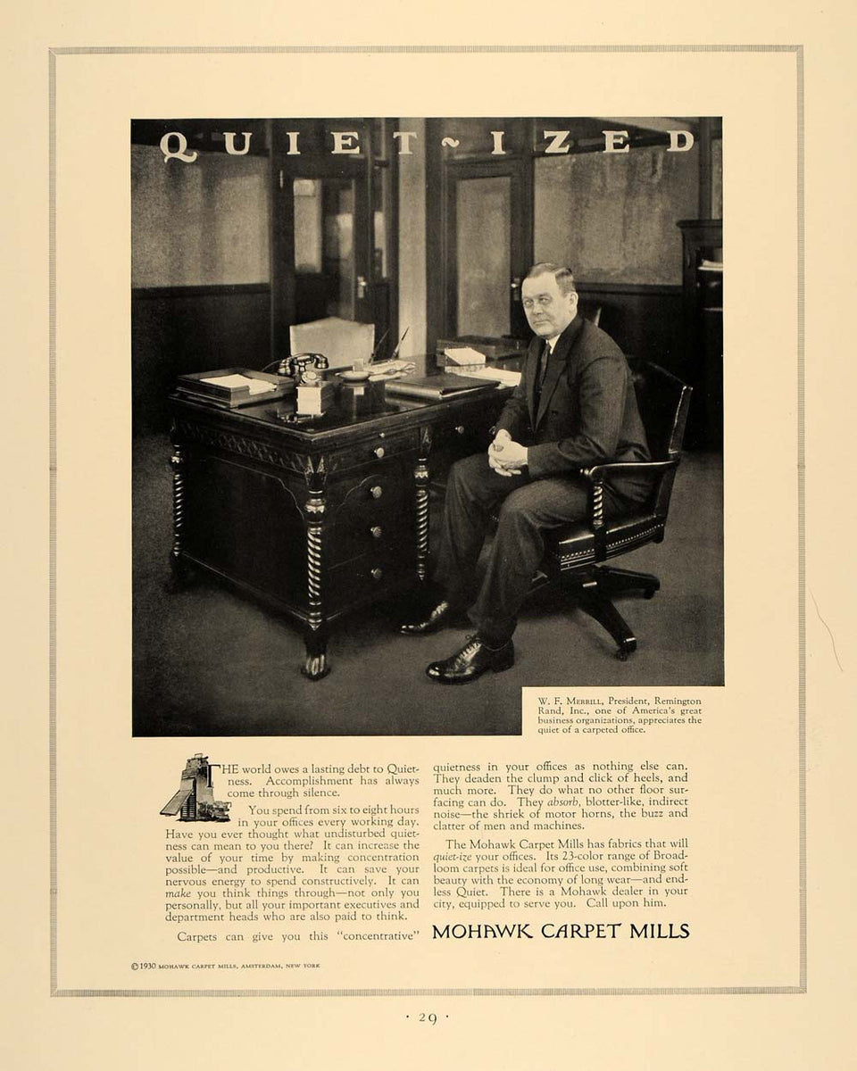 1930 Ad Mohawk Carpet Mills W.F. Merrill Remington Rand ORIGINAL F3A