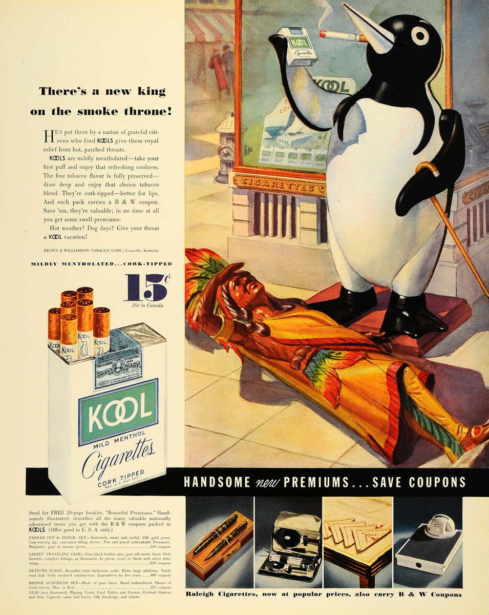 meilleur e cigarette 2025 1935 Ad Willy Tobacco Kool Cigarette Penguin