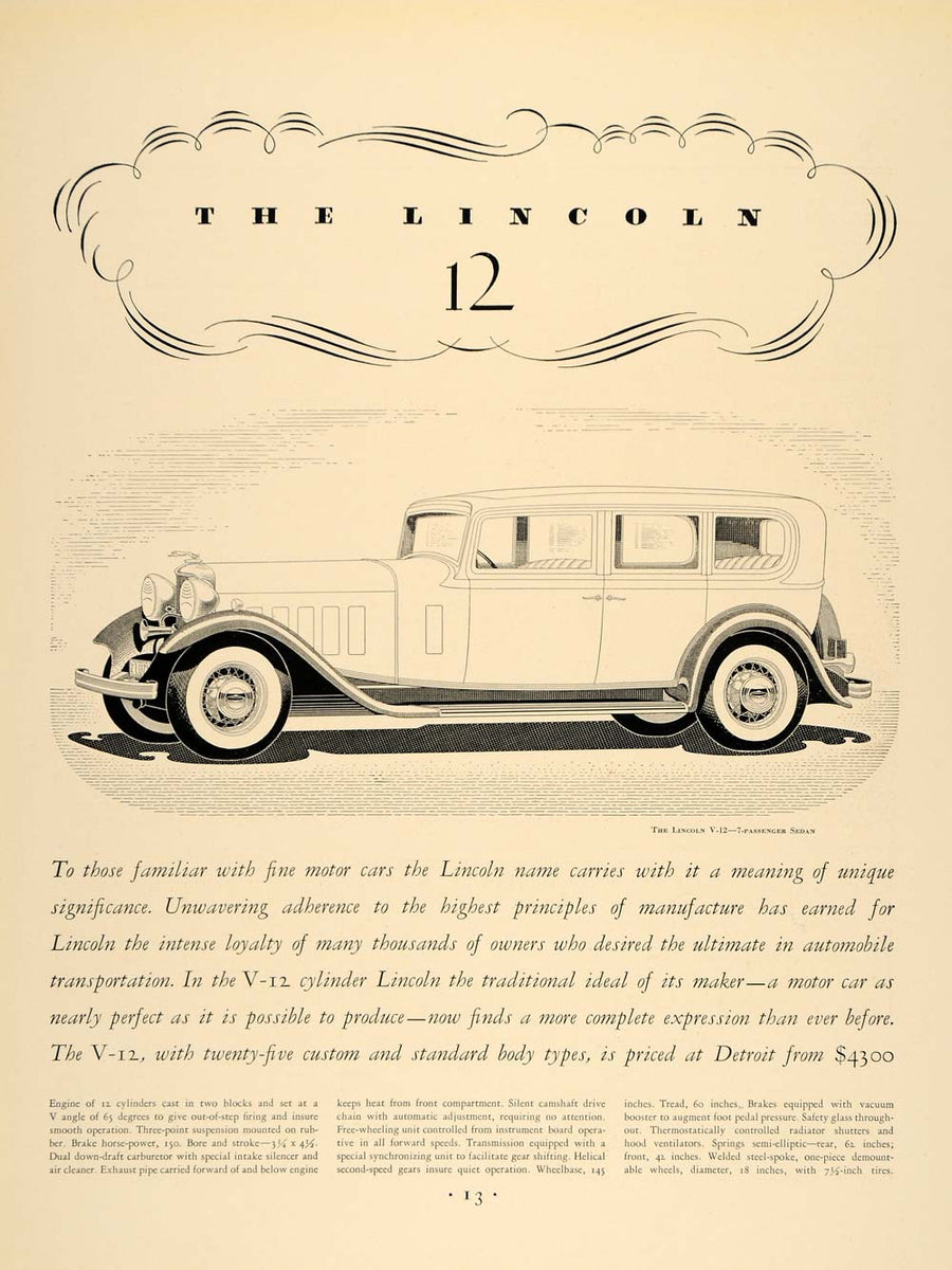 1932 Ad Lincoln 12 Vehicle Pricing Automobile Car Auto - ORIGINAL F5A ...