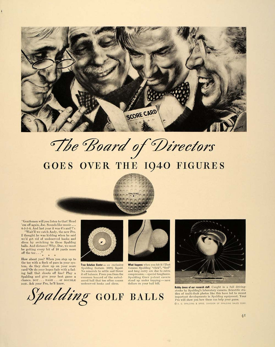 1940 Vintage Ad Spalding Golf Balls Golfers Score Card - ORIGINAL