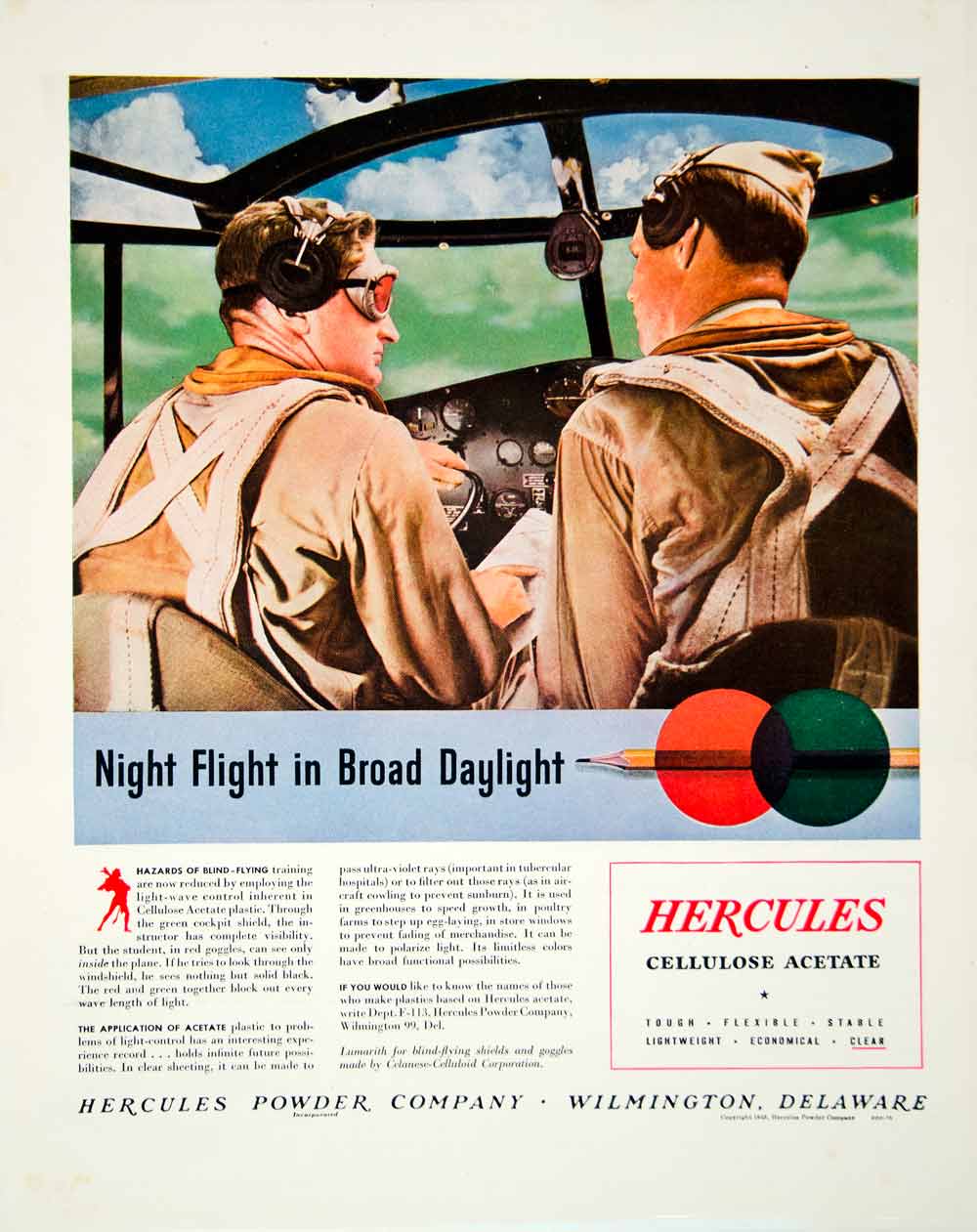 1943 Ad Blind Flying Training Cockpit World War II Cellulose Acetate FTM4
