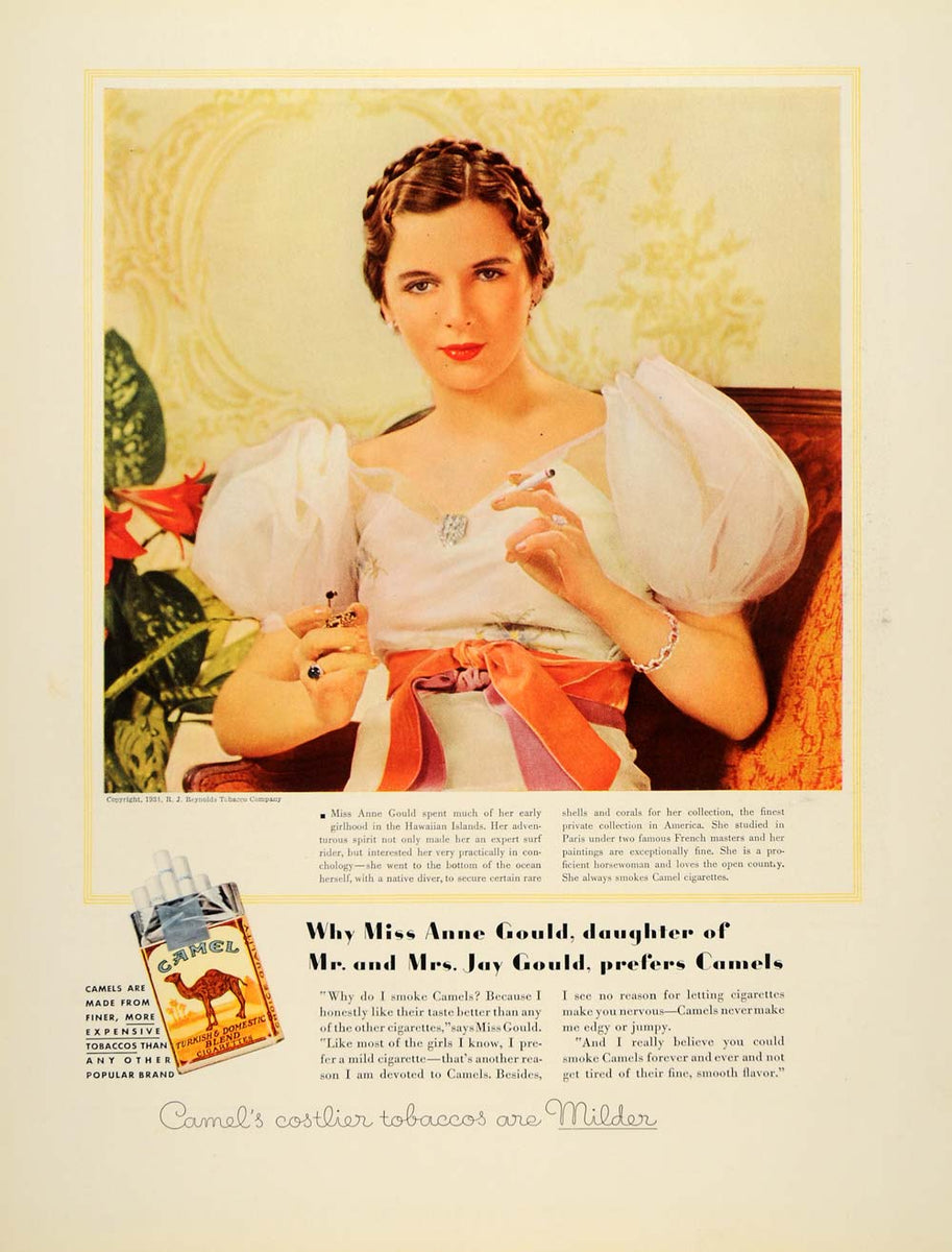 camel cigarettes vintage 1934 Ad Camel Cigarettes Woman Smoking Elegant Antique