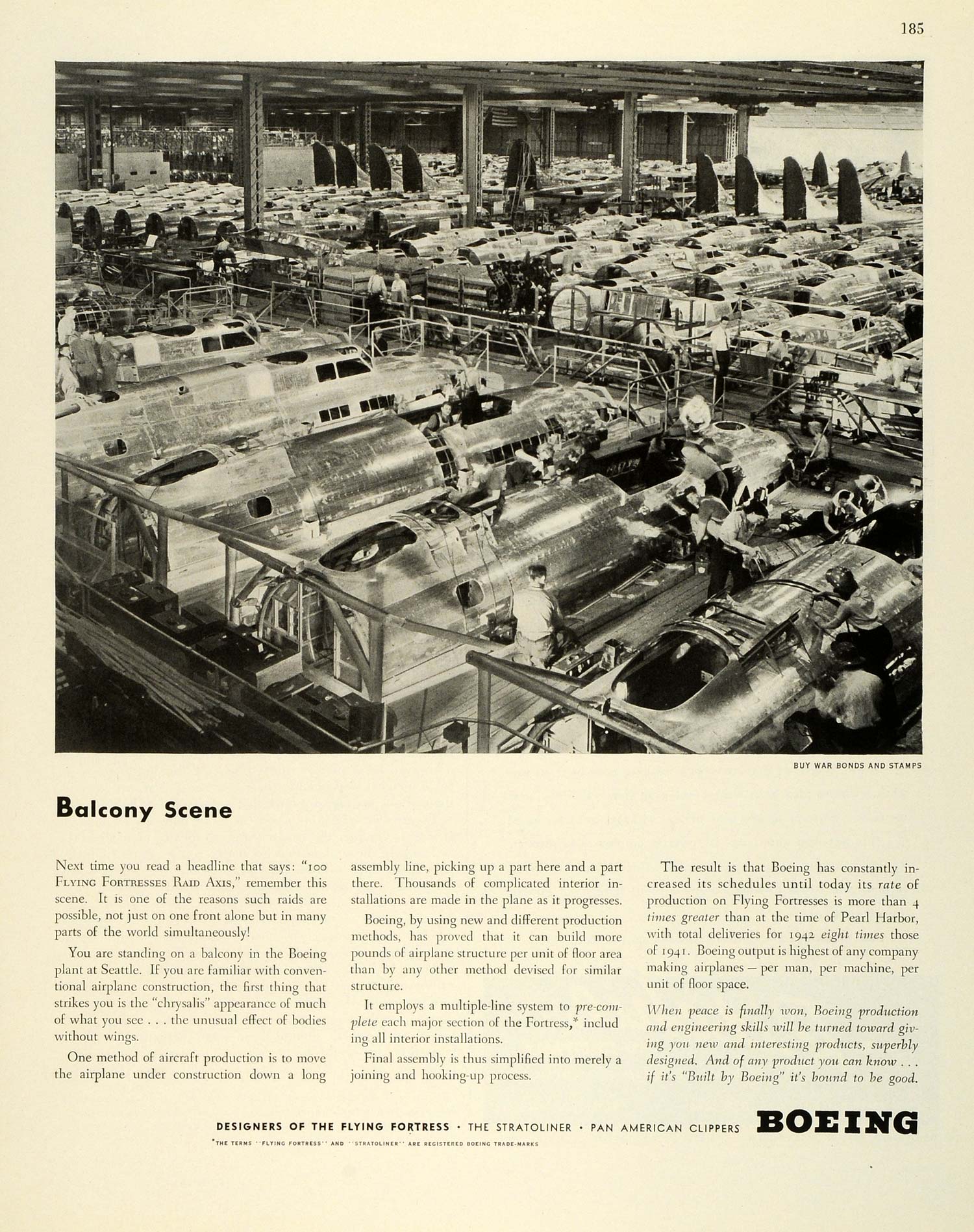 1943 Ad Boeing Aerospace Factory Industry Aircraft Wartime War Production FZ5