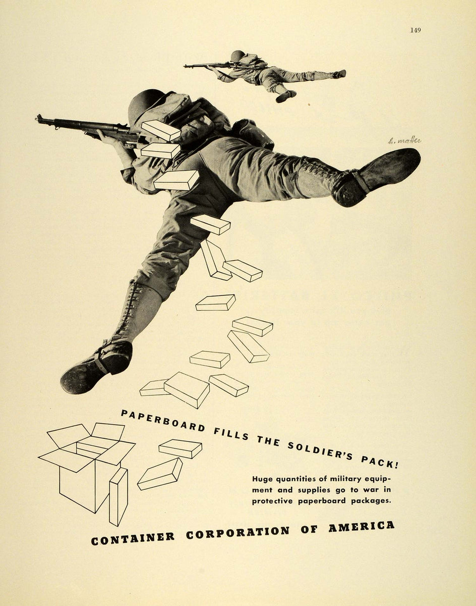 1943 Ad Container Corporation America Paperboard Packaging WWII