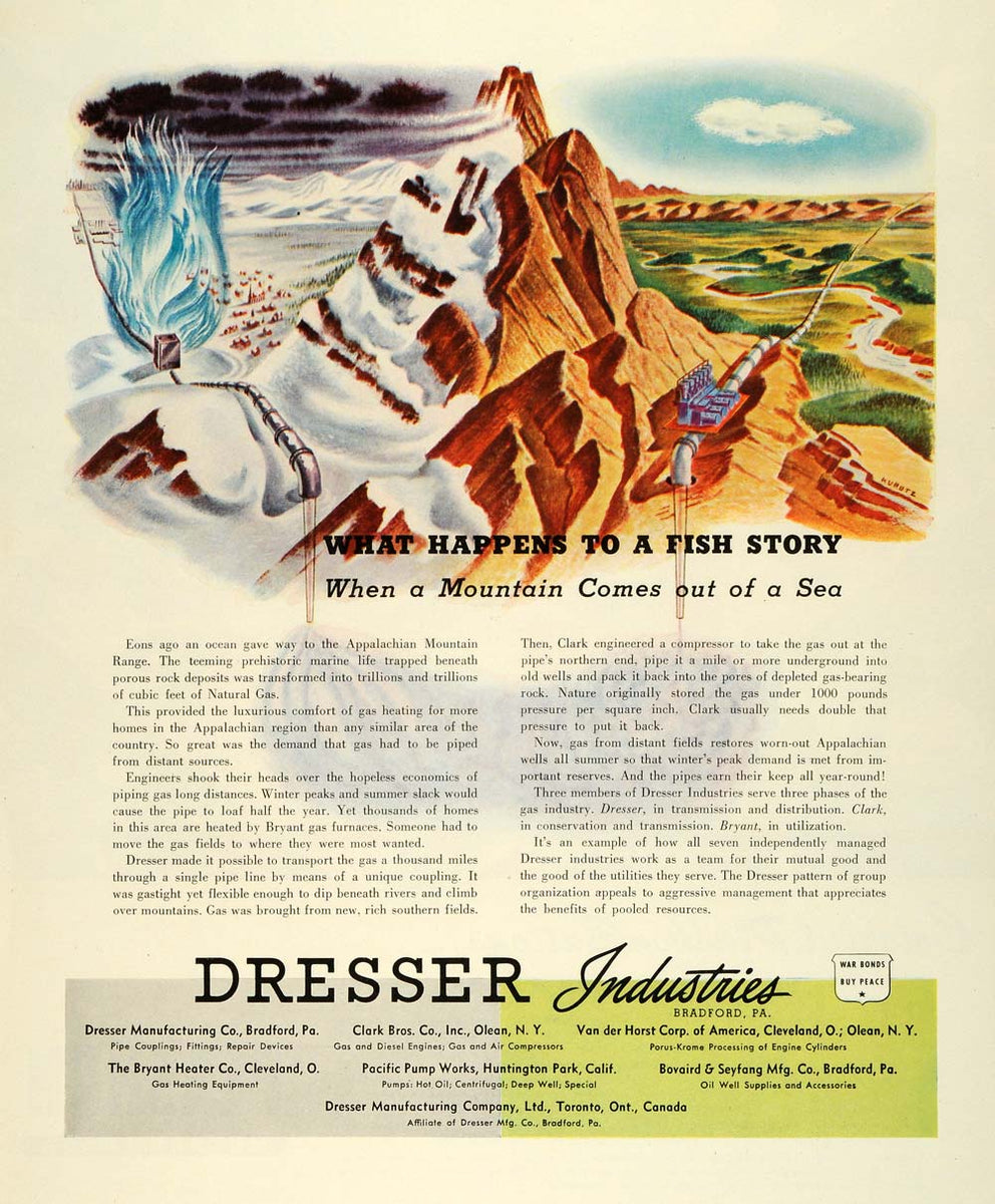 1944 Ad Dresser Industries Pipe Couplings Fittings Appalachian Mountai   Period Paper Historic Art LLC