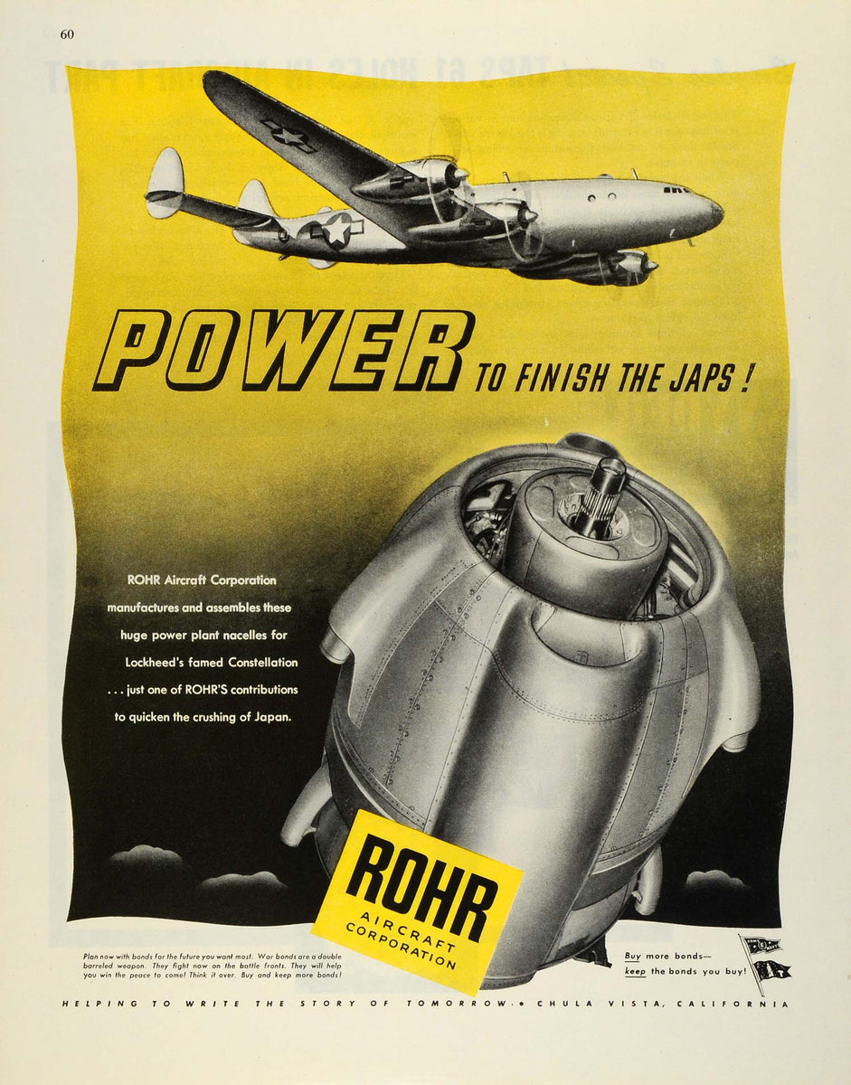 1945 Ad Rohr Aircraft Corp Power Plant Nacelles Fighter Plane Bomber F –  Period Paper Historic Art LLC
