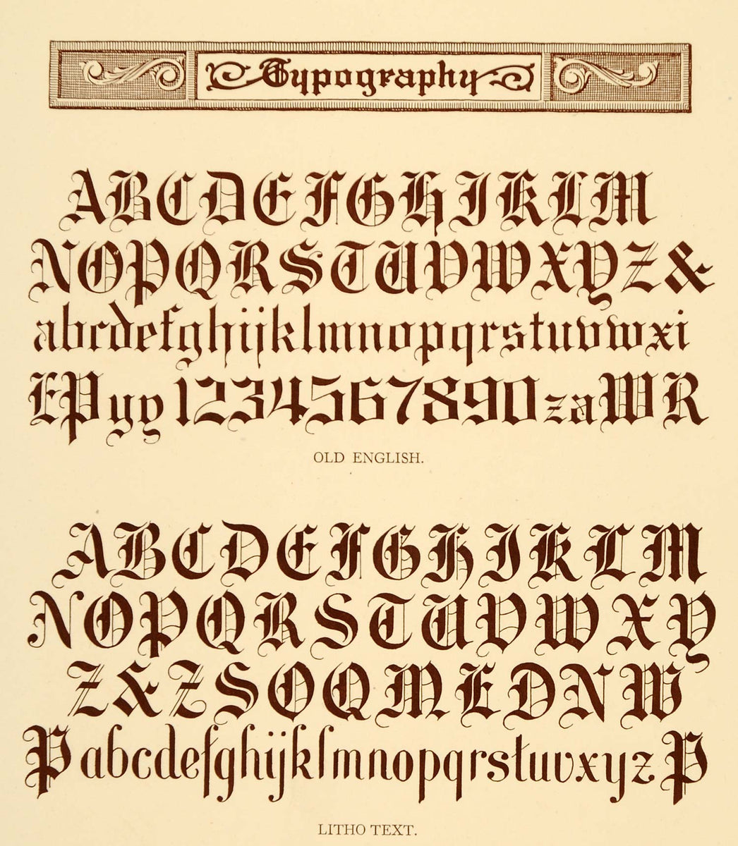 1913 Lithograph Typography Alphabet Old English Font - ORIGINAL GAC1 –  Period Paper Historic Art LLC