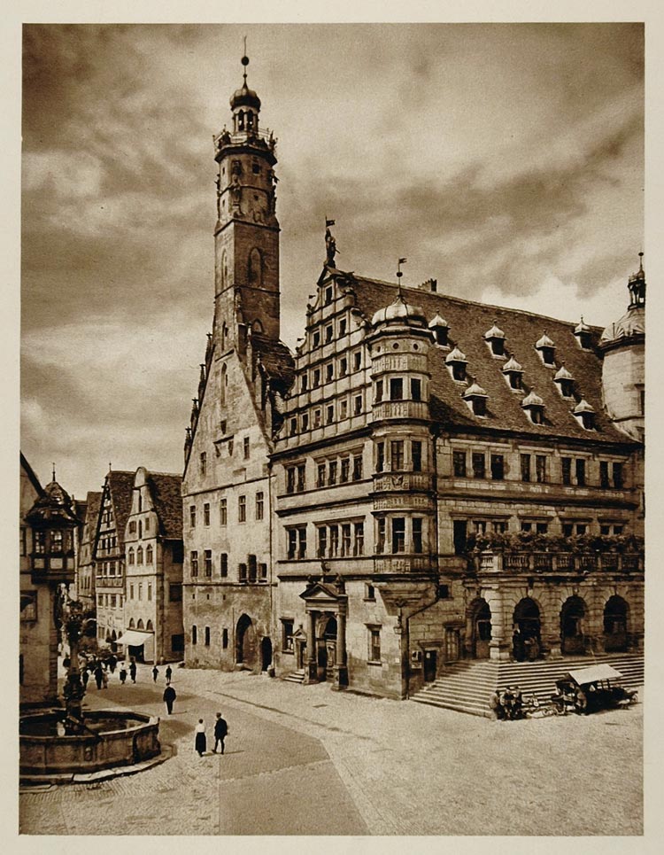 1925 Rathaus Rothenburg ob der Tauber Bavaria Germany - ORIGINAL GER2