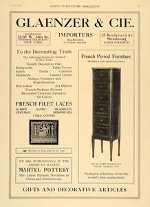 1920 Ad Glaenzer & CIE French Period Furniture Laces - ORIGINAL ADVERTISING GF1