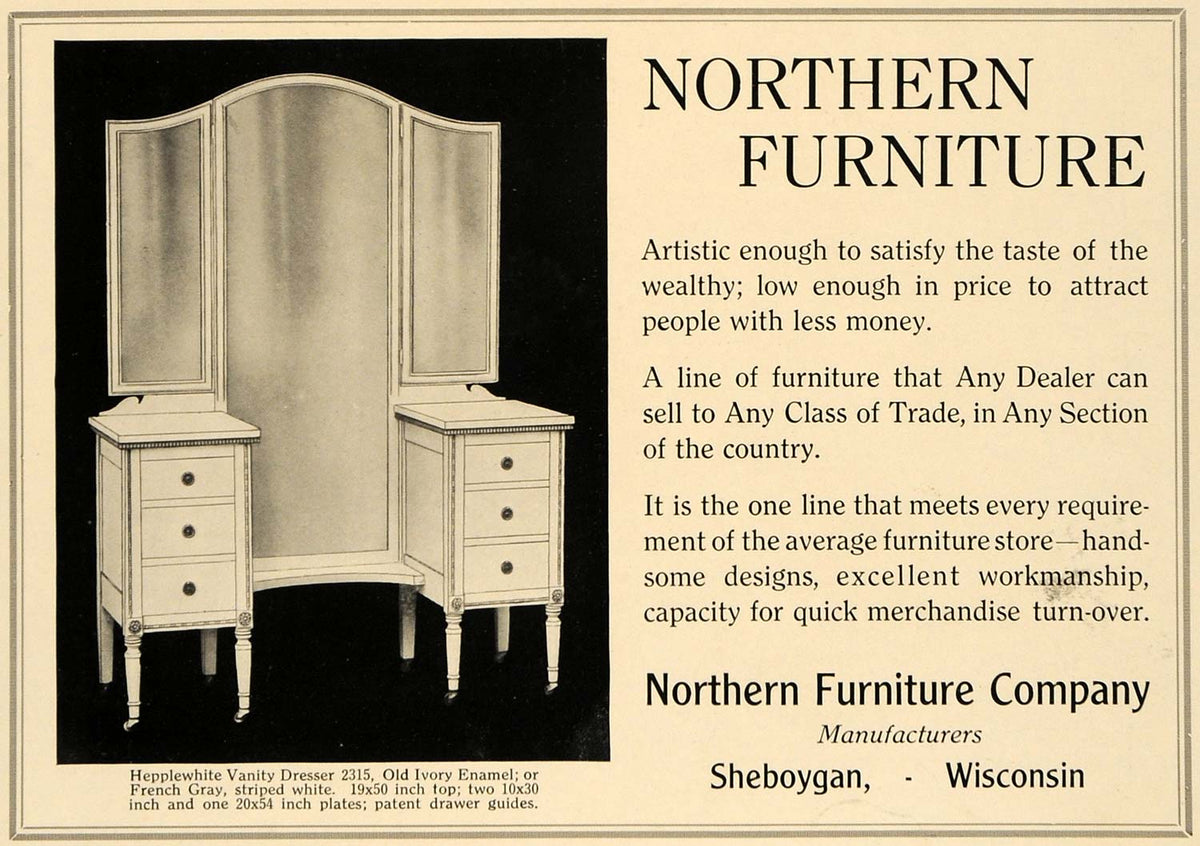 1919 Ad Northern Furniture Co. Hepplewhite Dresser 2315 ORIGINAL GF2