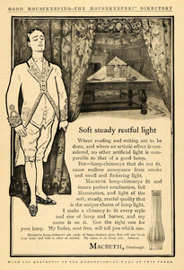 1908 Ad MacBeth Lamp-Chimneys Glass Vintage Costume - ORIGINAL ADVERTISING GH2