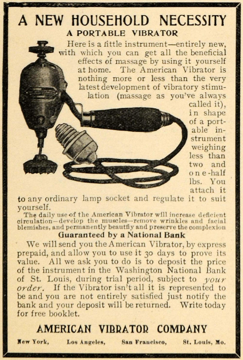1906 Ad Portable American Vibrator Massage Apparatus - ORIGINAL ADVERT   Period Paper Historic Art LLC