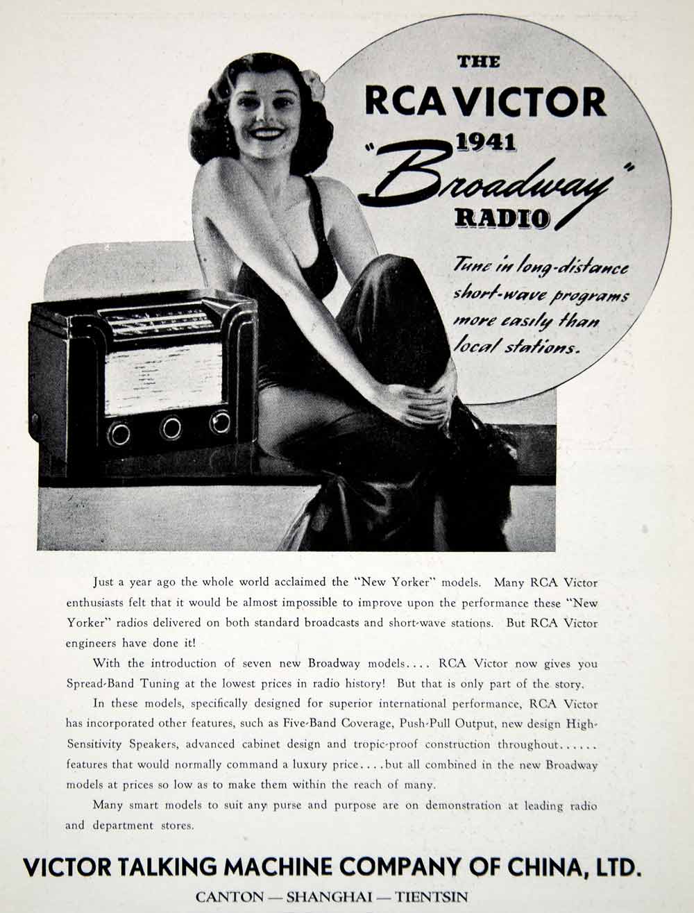 1940 Ad RCA Victor 1941 Broadway Radio Model Talking Machine Company China GOE1