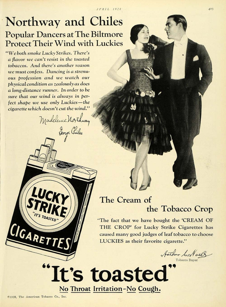 northway tobacco 1928 Ad Madeline Northway George Chiles Dance Performers Lucky Strike –  Period Paper Historic Art LLC