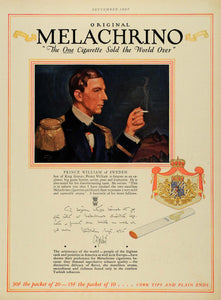 1927 Ad Melachrino Cigarettes King Gustav William Sweden Royalty Tobacco HB2