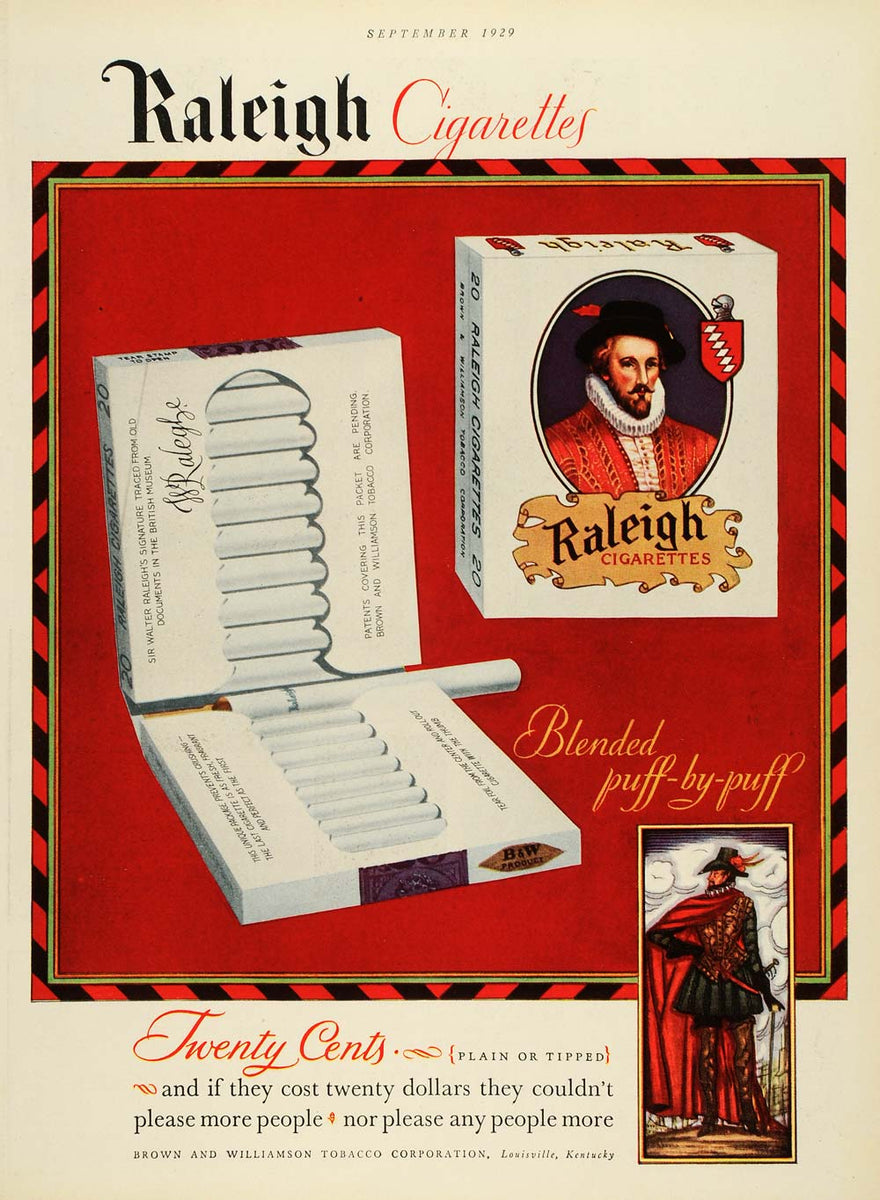 how old to buy cigarettes in ky 1929 Ad Sir Walter Raleigh Cigarettes Tobacco Louisville Kentucky Smok –  Period Paper Historic Art LLC