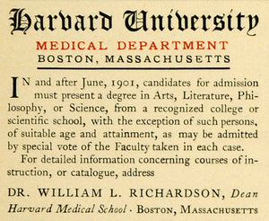1900 Ad Harvard Lampoon University Dean William L Richardson Medical HVD1