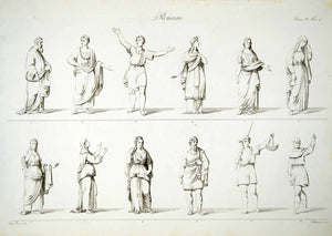 1833 Copper Engraving Bosa Art Ancient Roman Rome Costume Fashion Clothing ILC1