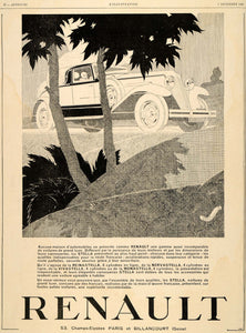 1929 Ad Renault Automobile Paris French Deco Vivastella Model Car Rene ILL3