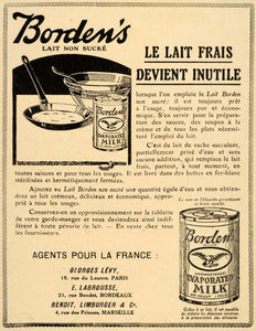 1920 Ad French Bordens Lait Milk Evaporated Canned Bake - ORIGINAL ILL3