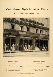 1906 French Ad Manby Tailor Store Paris 19-21 Rue Auber - ORIGINAL ILL4