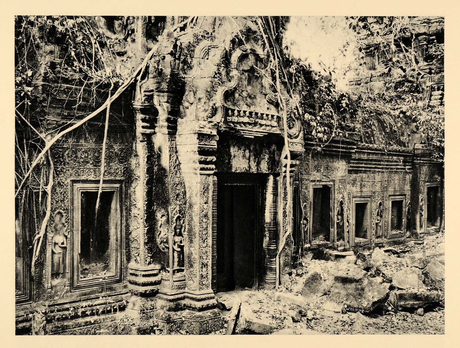 1929 Photogravure Angkor Cambodia Ta Phrom Buddhist Temple Silk Cotton Trees